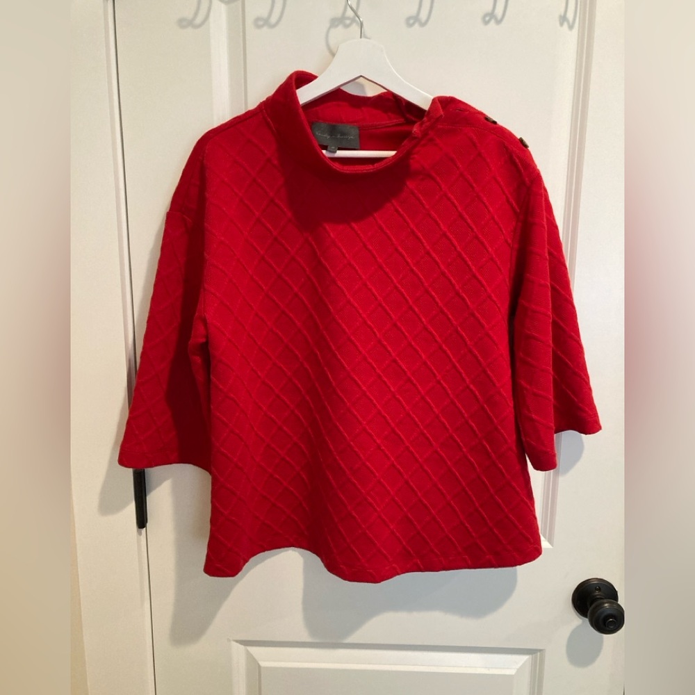 Anthropologie Sundays in Brooklyn Red Quilted style fabric Women's Sweater